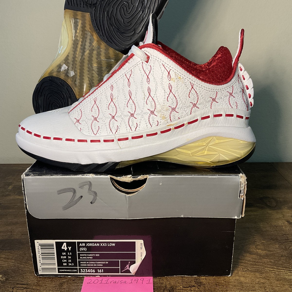 Air Jordan 23 XX3 Low Size 4y GS 5.5 Womens White/ Varsity Red