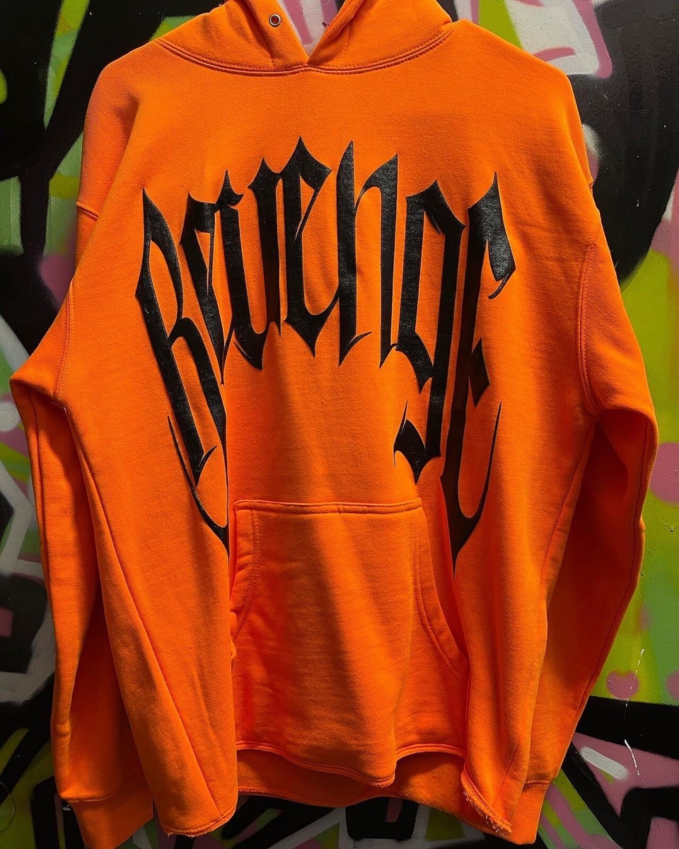 LARGE Revenge x Trippie Redd Orange Arch Smoking Hoodie Puff Print