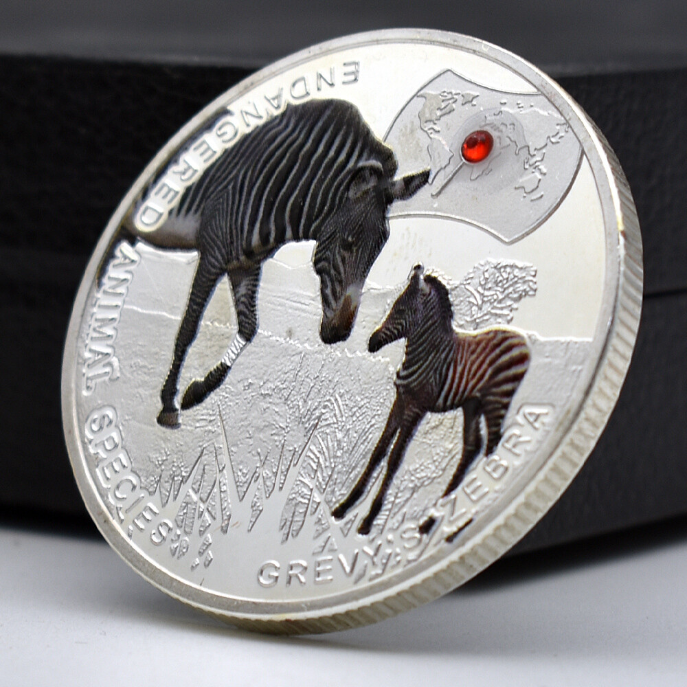 Africa Grevy's Zebra Silver Coin 2014 Zambia 1000 Kwacha
