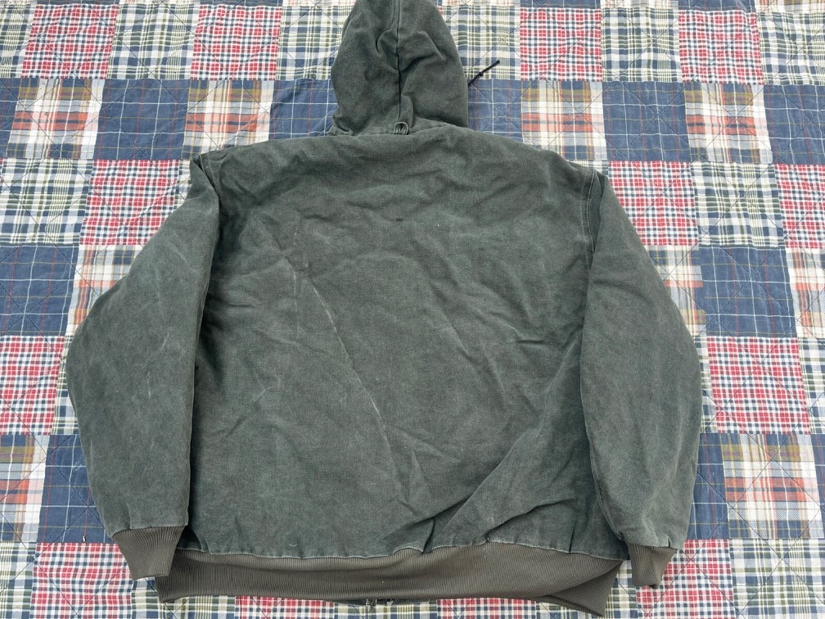 Vintage 90s Carhartt J68 MOS Moss Green Canvas Hooded Work Wear