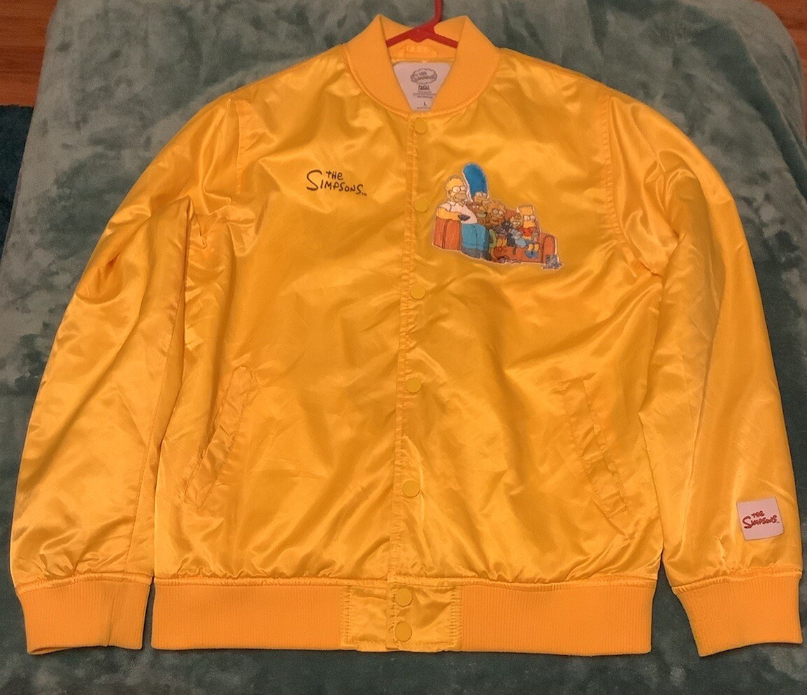 Men's Yellow The Simpsons Family Lightweight Satin Jacket | eBay