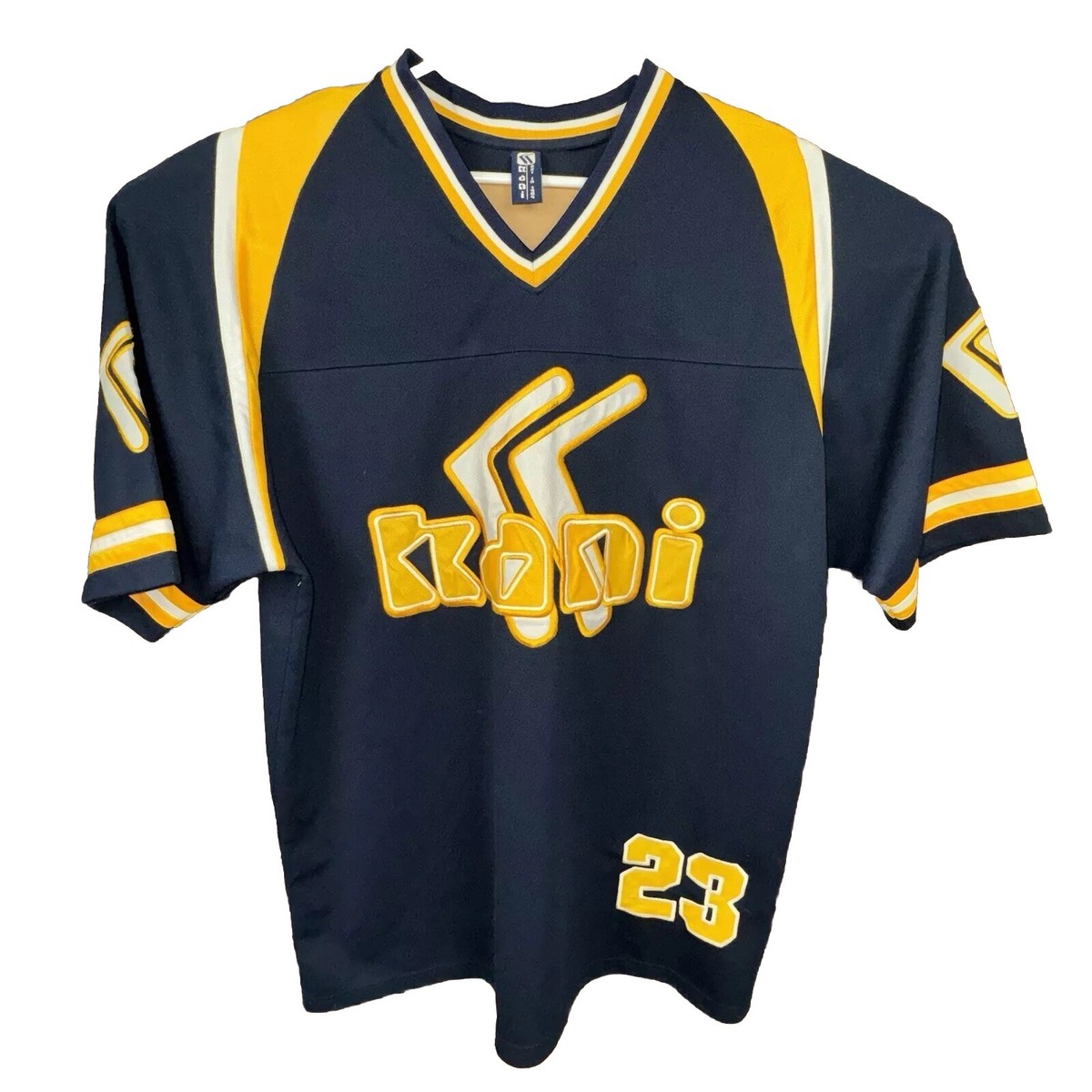 Karl Kani 23 Football Jersey Navy Yellow Vintage Stitched Logo