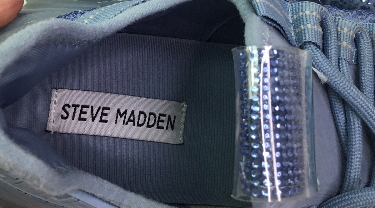 Steve Madden SM NY90 MAXIMA Womens Sneakers Baby Blue Rhinestones