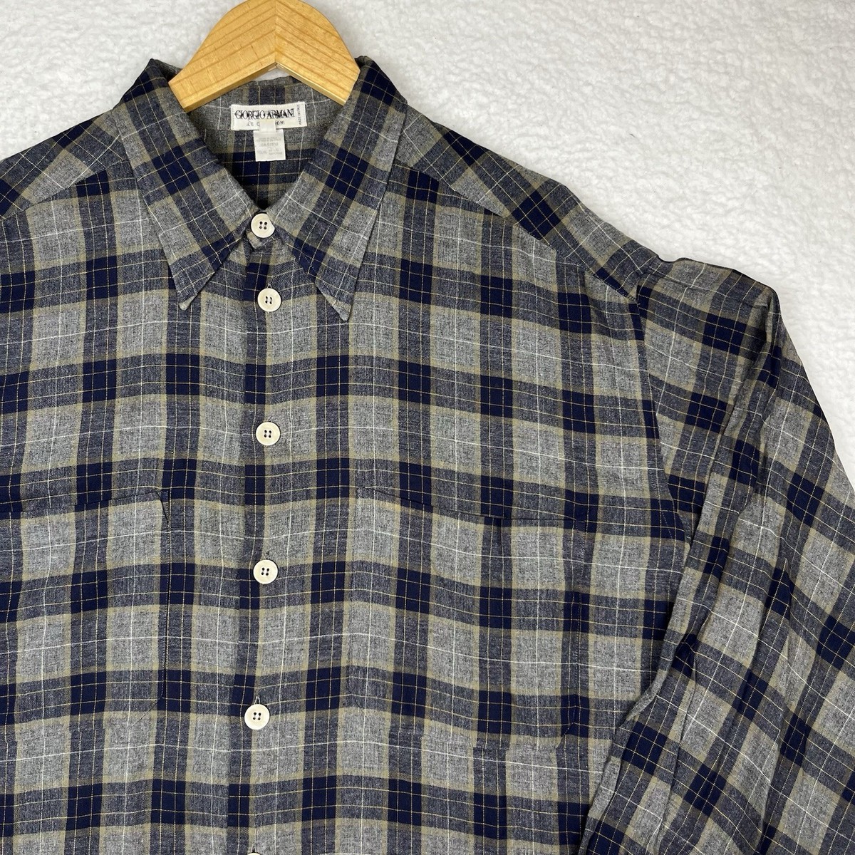 Vintage Giorgio Armani Le Collezioni Gray Button Shirt Rayon Large