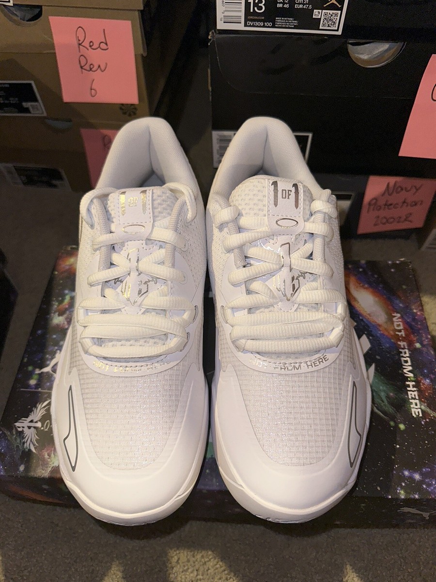 Puma MB.01 MB1 Low Triple White Silver Gs Sz 5y (6.5W) Brand New