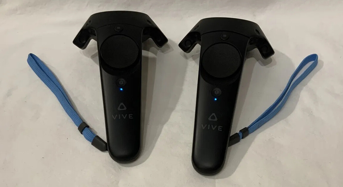 Two (2) HTC Vive Virtual Reality VR Wand Controllers #2PR7100 W