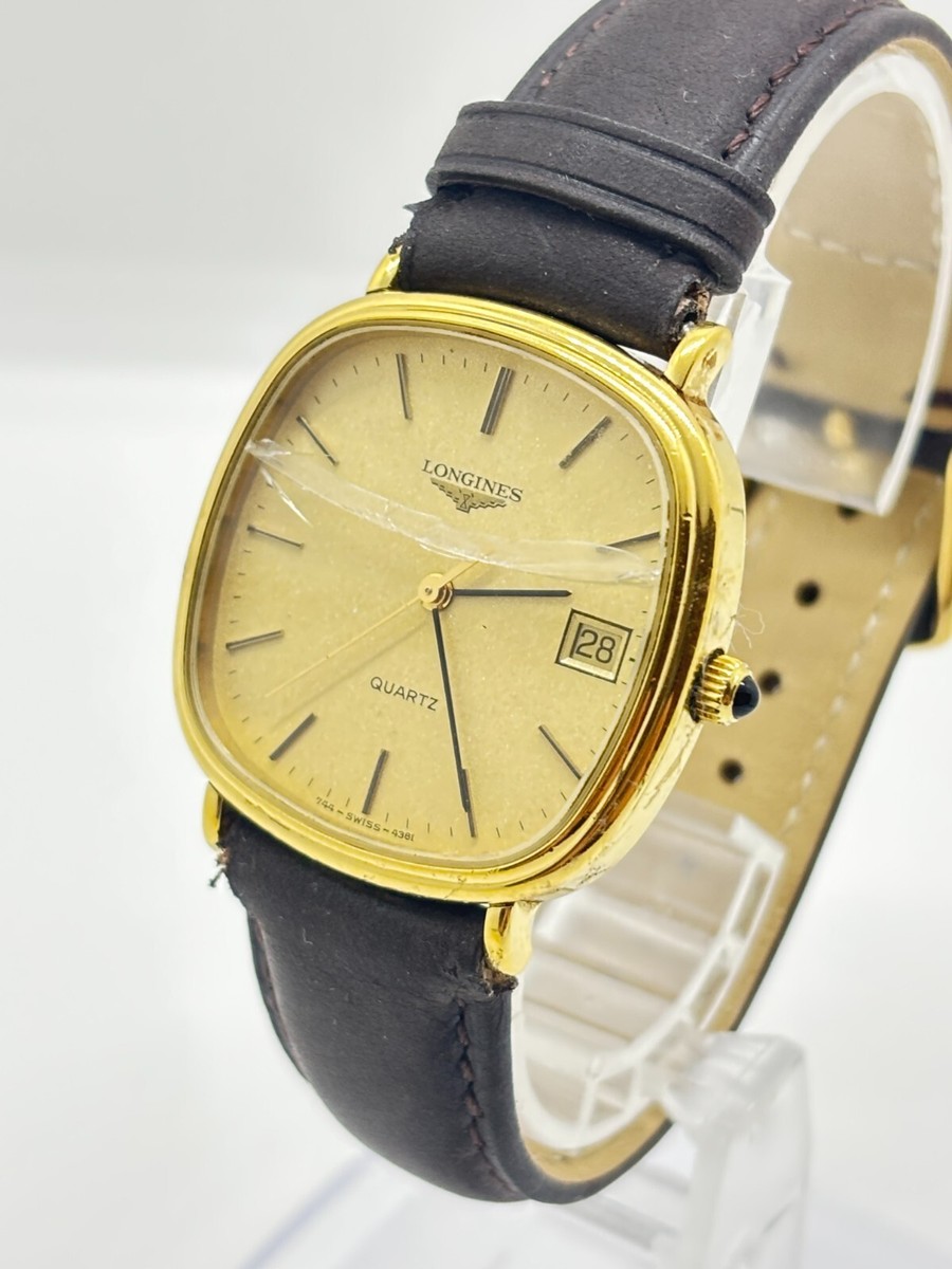 Read] Longines 744.4381 Gold Square Quartz Men's Watch Used