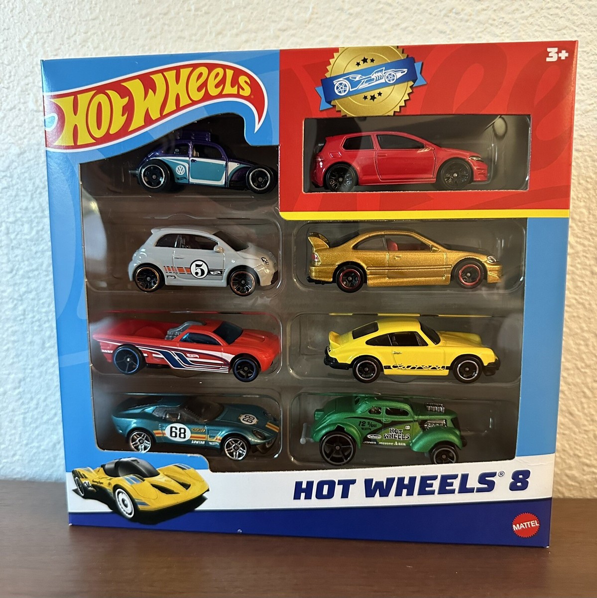 2024 Hot Wheels 8-Pack - Red VW Golf, Gold Honda Civic Si, Yellow