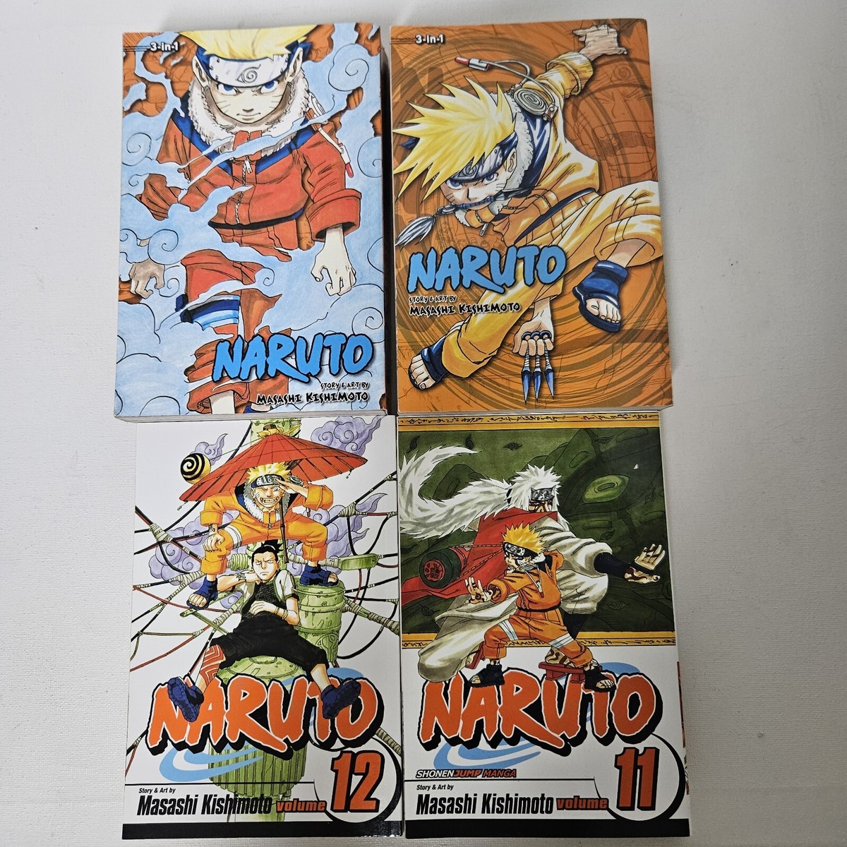 Naruto 3-in-1 Omnibus Manga Set Volumes 1-6 ,11,12 (4 Books Total