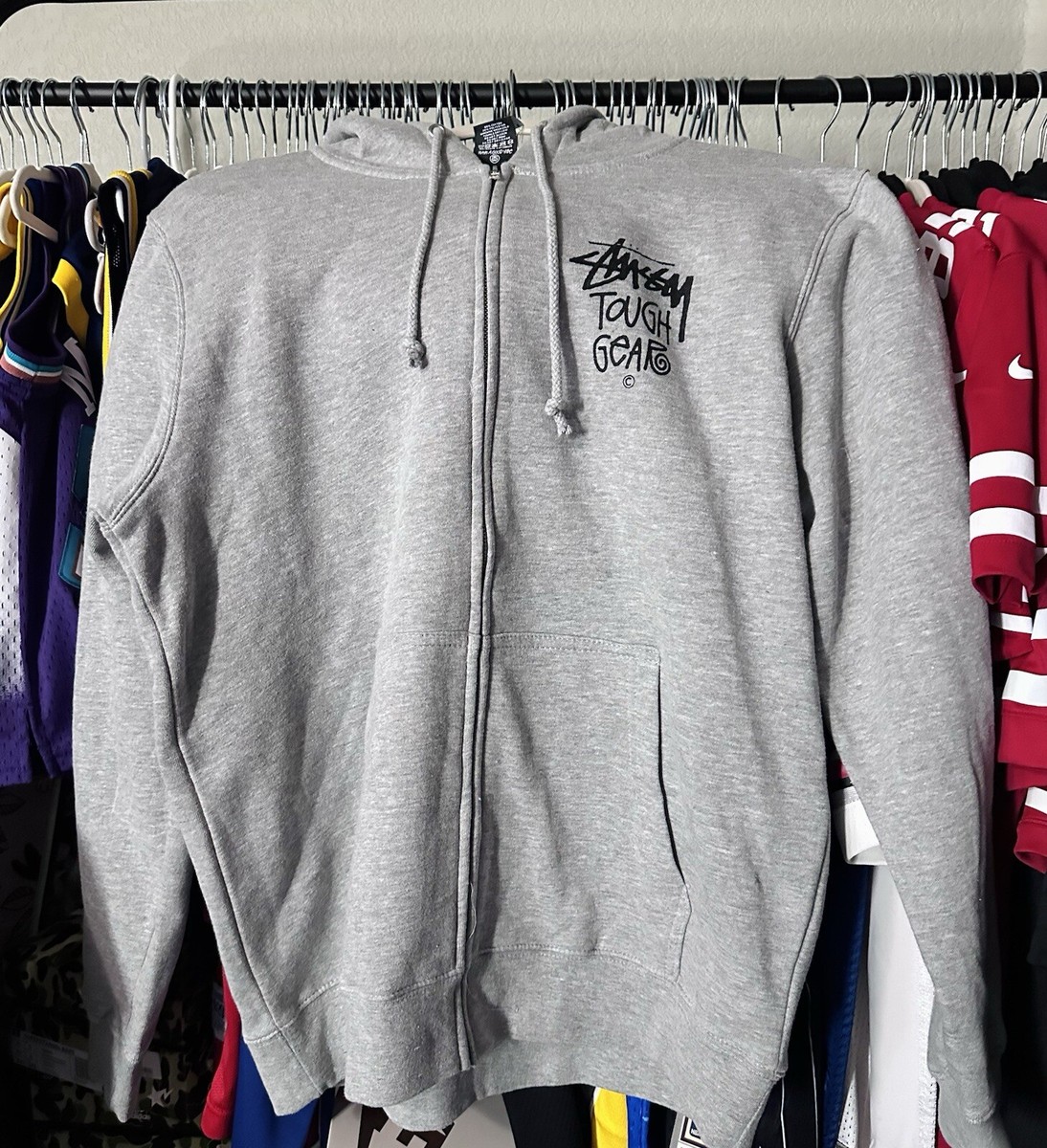 Stussy Tough Gear Gray Zip Up Hoodie Large New NWOT CUT TAG *Read