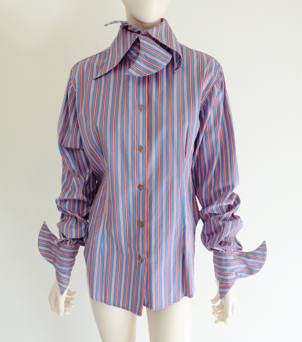 VIVIENNE WESTWOOD 1993 S/S GRAND HOTEL - Blue Stripe Bird shirts