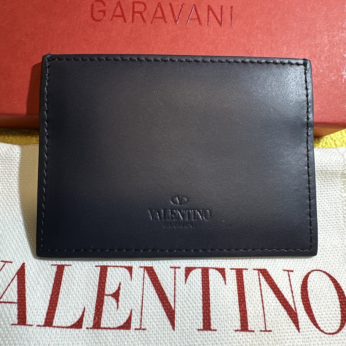NEW W BOX VALENTINO GARAVANI BLUE CREDIT CARD WALLET/HOLDER W