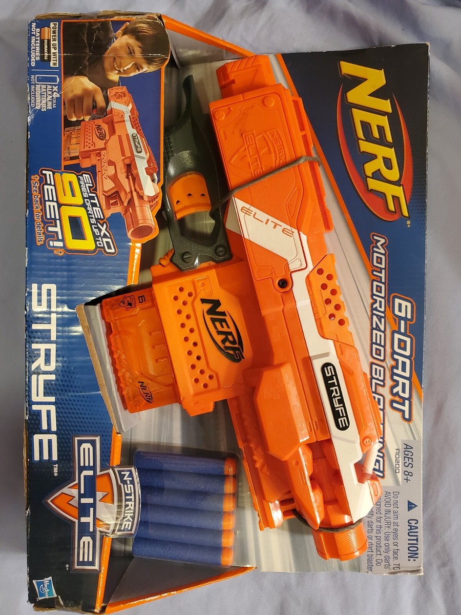 NERF elite xd stryfe n-strike orange hasbro 6-dart motorized
