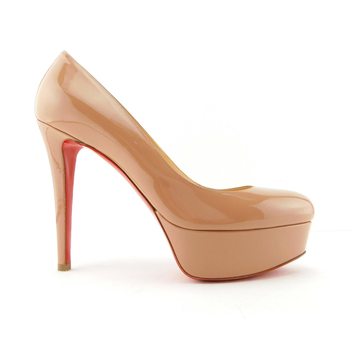 CHRISTIAN LOUBOUTIN Size 8 BIANCA Nude Platform Heels Pumps Shoes