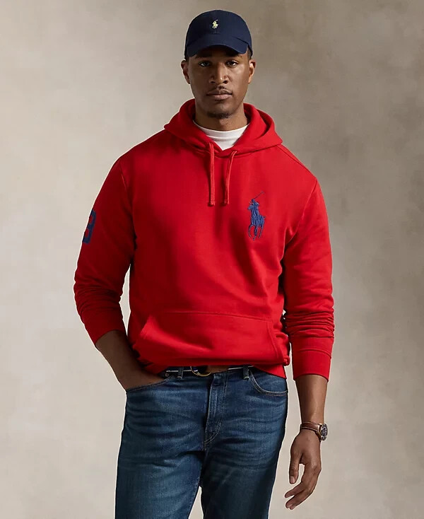 $168 Polo Ralph Lauren Mens Big & Tall Big Pony Fleece Hoodie, Red