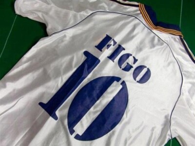 FIGO #10 REAL MADRID 1999/2000 L Jersey WHITE H/S Camiseta SHIRT