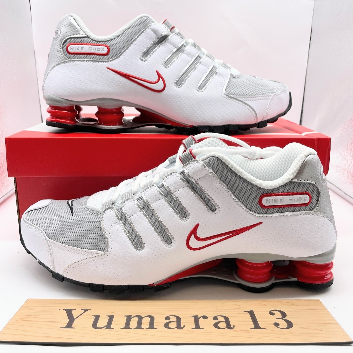 Nike Shox NZ White Sport Red Cool Grey Metallic Silver 378341-104