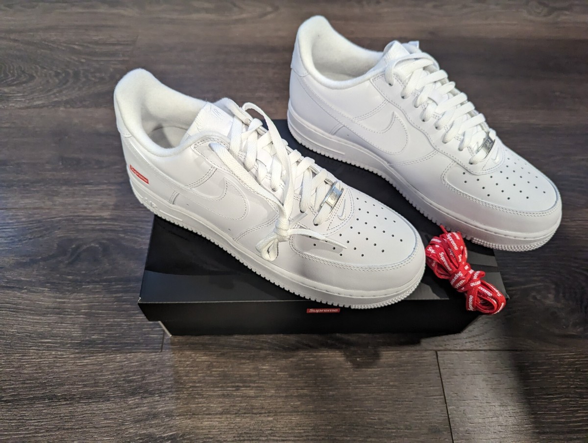 Size 11 - Nike Air Force 1 x Supreme Low Box Logo - White for sale