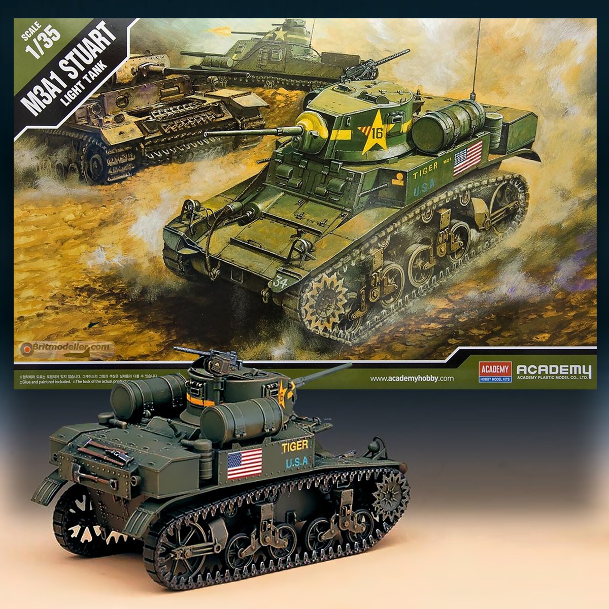 ACADEMY 13269 1/35 M3A1 STUART LIGHT TANK KIT | eBay