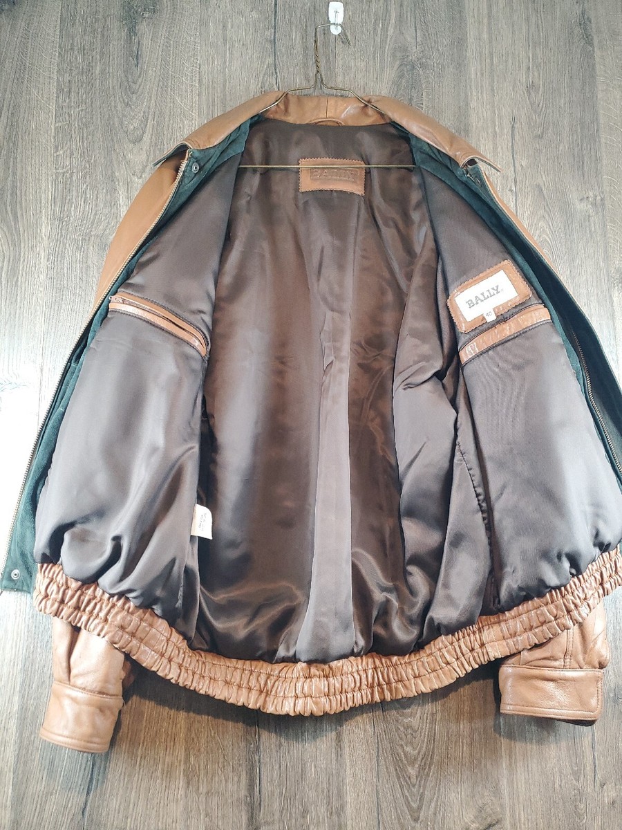 Vintage Bally Brown Leather Bomber Jacket Size 40 Medium M