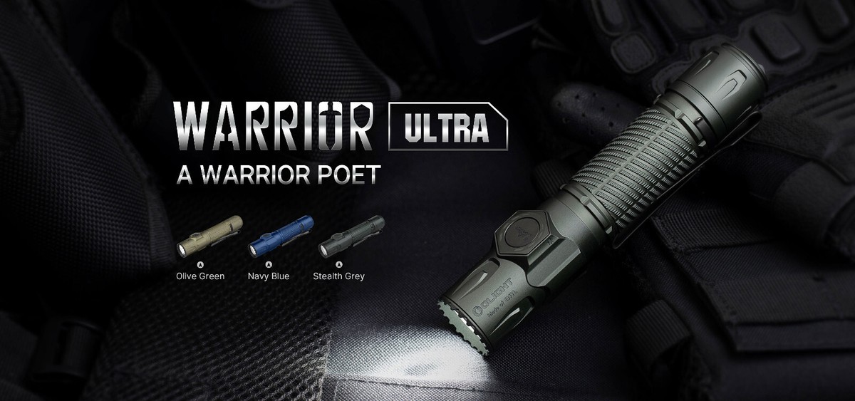 Olight Warrior Ultra 2500 Lumens Tactical Flashlight, OAL Material