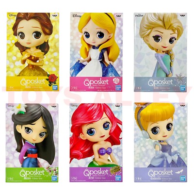 Q Posket Disney Princess Glitter Line Belle Alice Elsa Mulan Ariel