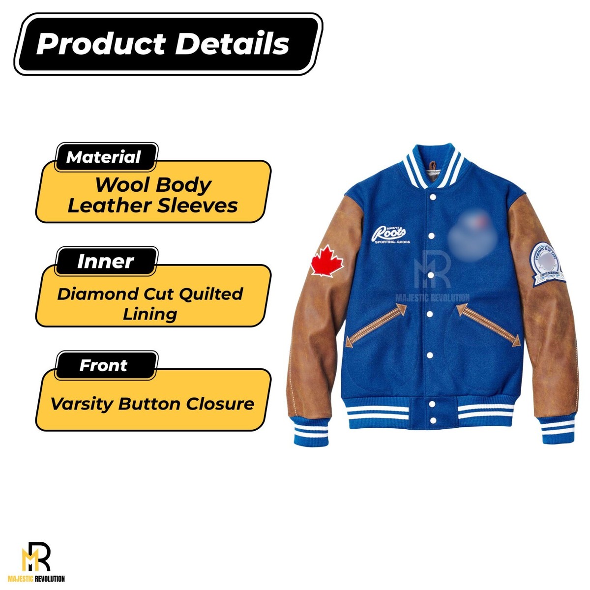 Toronto Blue Jays Letterman Varsity Jacket Wool & Real Leather