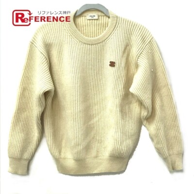 CELINE 2A68E355K Triomphe sweater Long sleeve knit wool Beige