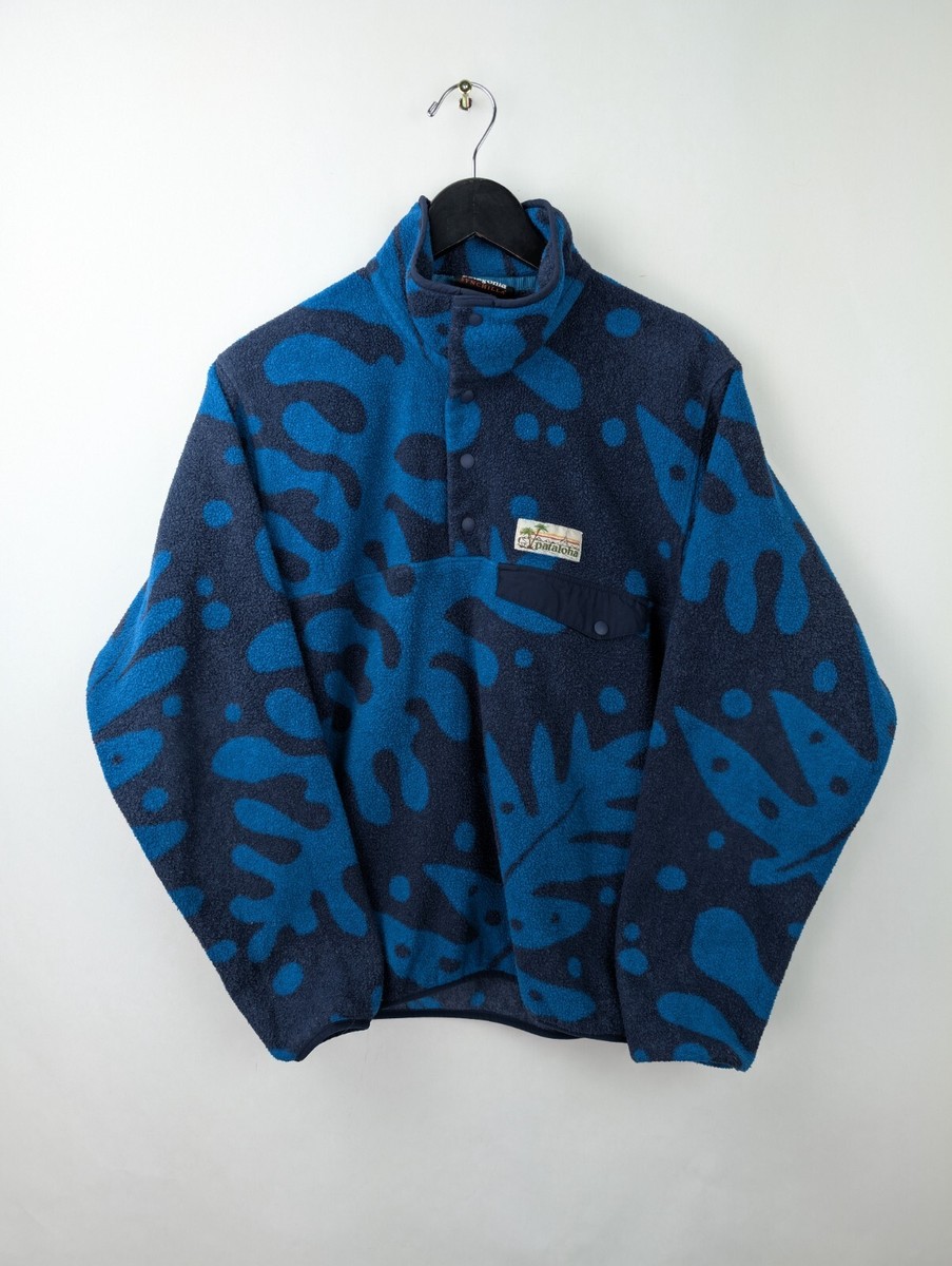 PATAGONIA Men's Sz XS Synchilla Pataloha Ferns Big Sur Blue Aztec