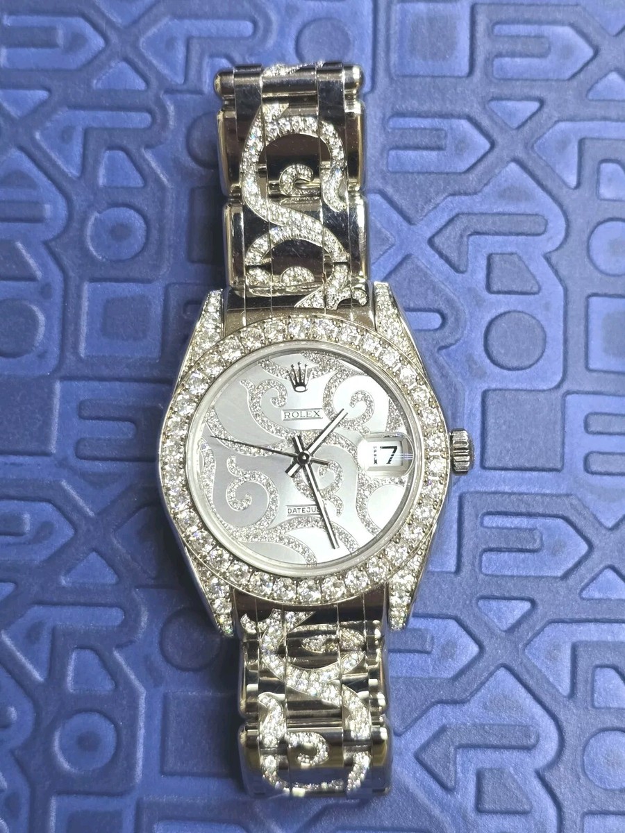 Rolex Pearlmaster 34 81159 18K W/G Diamond Studded Lds Factory