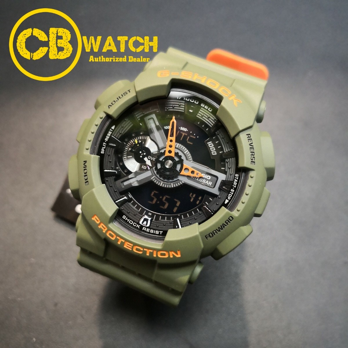 Casio Green Orange G SHOCK X-Large Digital Analog Quartz GA-110LN