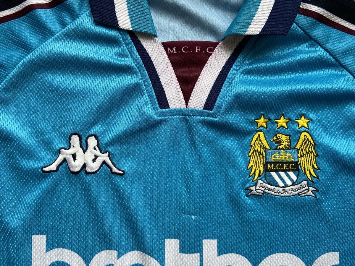 MANCHESTER CITY 1997 1998 1999 HOME SHIRT LONG SLEEVE KAPPA sz L