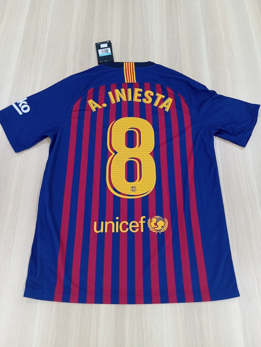 Nike Barcelona 18/19 Iniesta 8 Home Stadium Jersey (US M Size