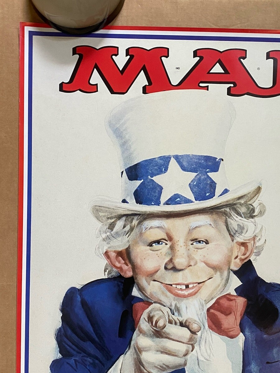 Vintage Mad Magazine Poster Who Needs You Uncle Sam Satire Spoof