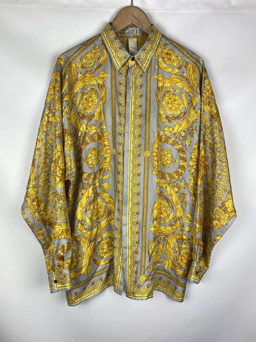 Gianni Versace vintage 90s men's Barocco pattern silk button up