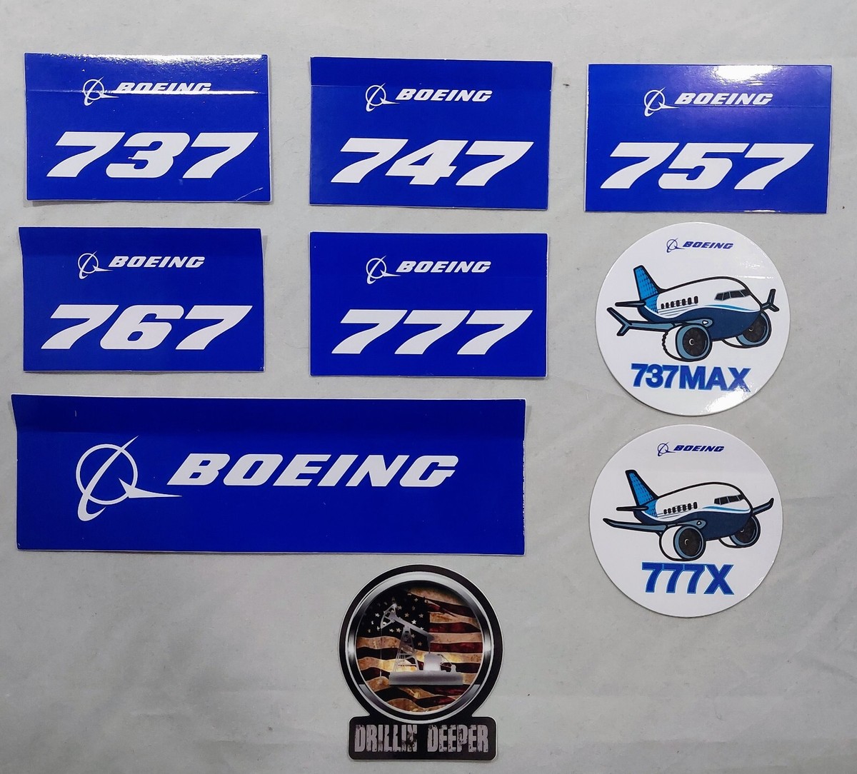 LOT OF 9 BOEING STICKERS UNUSED~ FLY AVIATION AIRPLANE 737 747 757