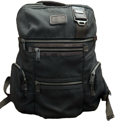 PRE-OWNED TUMI ALPHA BRAVO KNOX BACKPACK GRAY WITH BROWN LEATHER