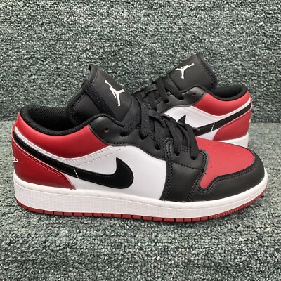 New Nike Air Jordan 1 Low GS Sz 4.5Y Bred Toe Black Red 553560 612