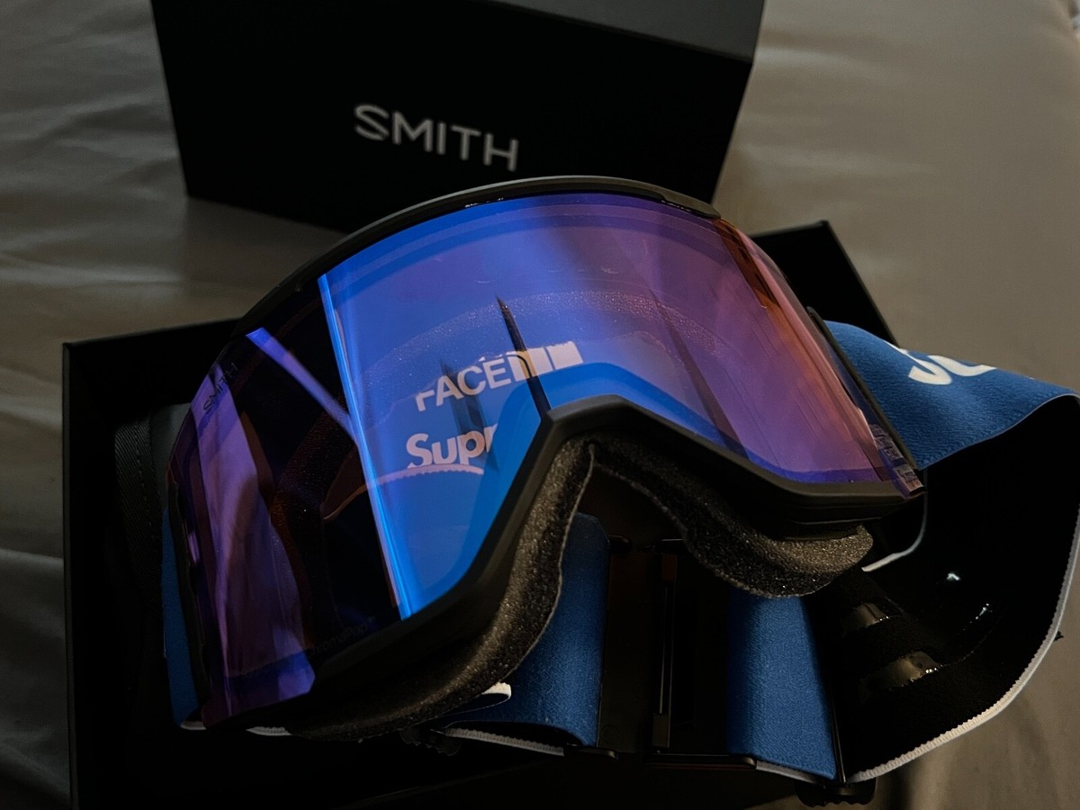 SUPREME X THE NORTH FACE SMITH SNOWBOARD SKI GOGGLES BLUE NEW SOLD