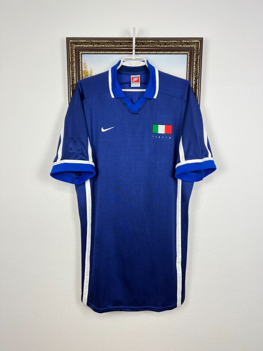 Vintage 90's Nike Italy Football Shirt Soccer Jersey Maglia Blue