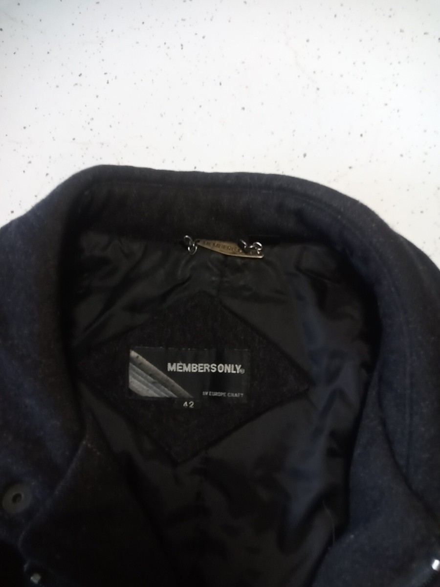 Members Only Jacket Size 42 Wool Charcoal Black Full Zip Coat