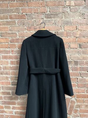 Vintage Emporio Armani Women's Long Coat, Sz 38, Black Wool