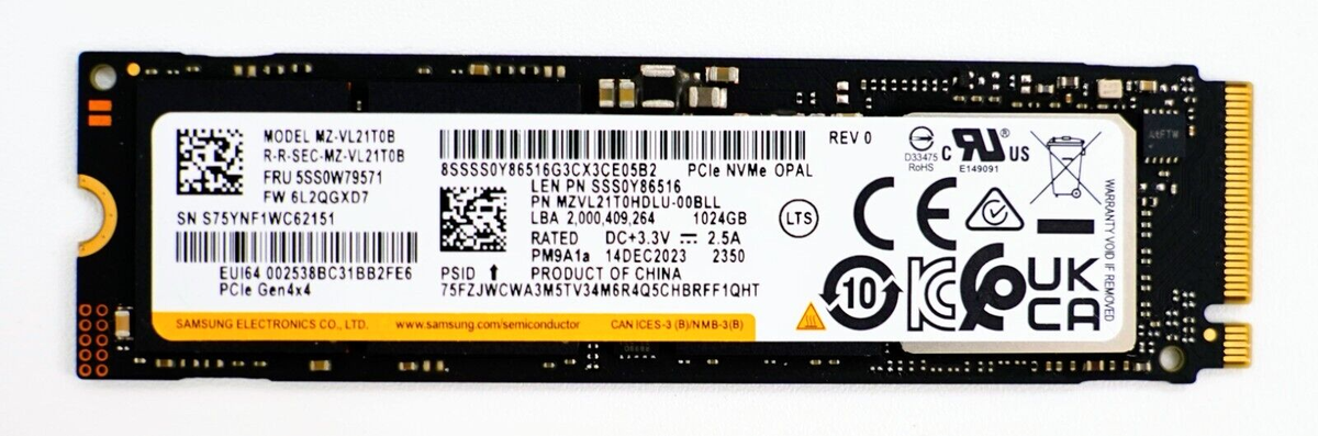 Samsung 1TB PM9A1a Gen4x4 NVMe M.2 PCIe Lenovo OPAL SSD