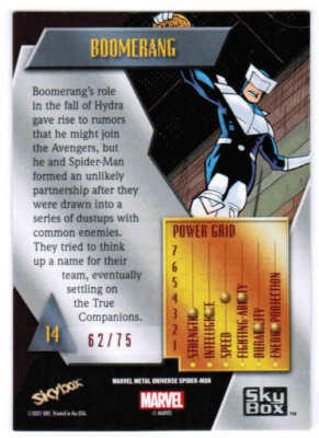 2021 SKYBOX METAL UNIVERSE SPIDER-MAN MARVEL BOOMERANG #14 LIGHT