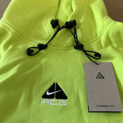 Nike ACG Therma-Fit Fleece Pullover Hoodie Cyber Volt Lime Green