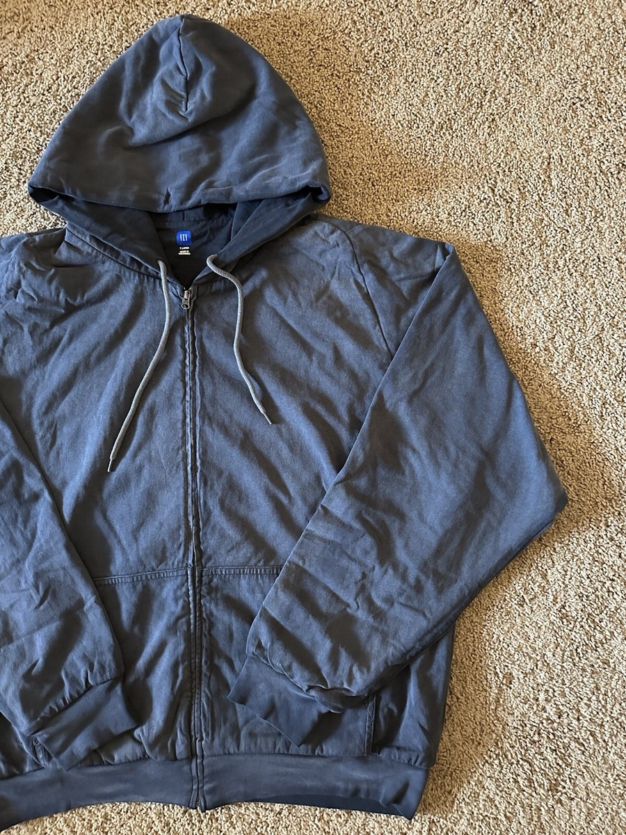 Size XL - Yeezy Gap Zip Up Drawstring Hoodie Poetic Black With