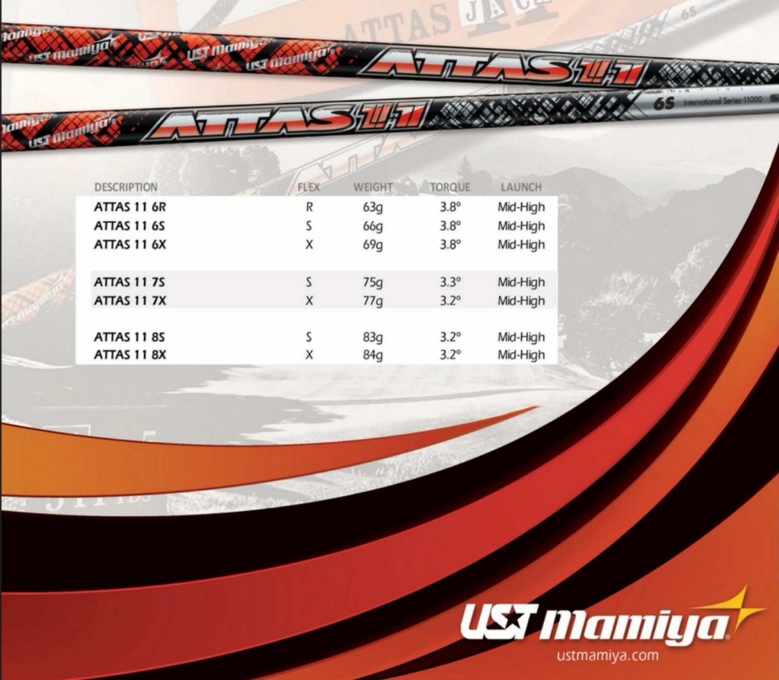 ATTAS 11 5TX 59g Driver shaft JAPAN SPEC UST MAMIYA X STIFF TOUR