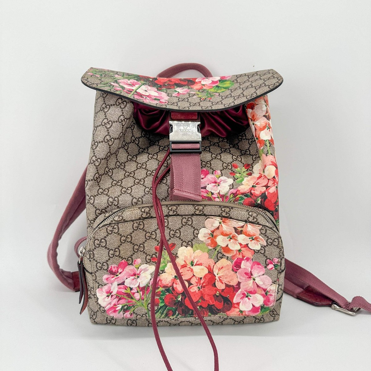 Gucci Bloom GG Supreme Canvas Backpack – Pink Floral Print | eBay