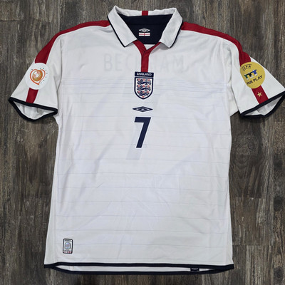 2004 Umbro England Home Soccer Jersey David Beckham Men L Double