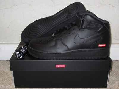 Supreme x Nike Air Force 1 Mid SP Black Men's Size 10 NEW! FZ8784